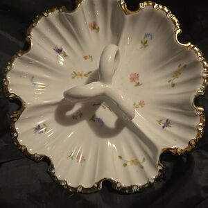 Elegant Floral Divided Dish with Gold Trim